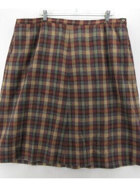 VINTAGE Pendleton Skirt 24W Plus Virgin Wool A-Line Plaid USA Made